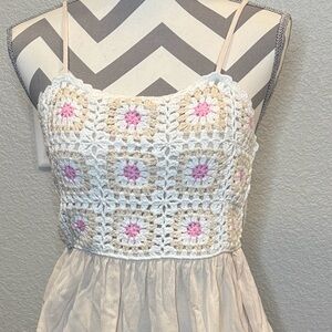 Pink Lily Crochet Floral Spaghetti Strap Dress